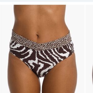 Zebra Print High-Waisted Bikini Bottom